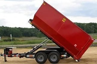 Red hydraulic dump trailer