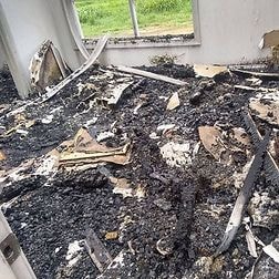 Fire damage interior debris